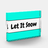 Kool Heldere White Mint Blue LAAT IT SNEEUW-tekst Fotoblokken (Links)