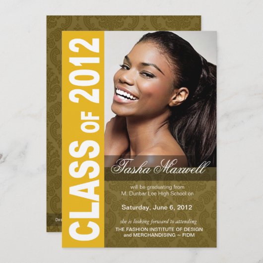 Kool, hippe eindexamenfoto-aankondiging 2012 aankondiging (Voorkant / Achterkant)