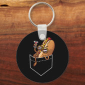 Kool hot-dog design voor mannen Kinder Dish Hot Do Sleutelhanger (Voorkant)
