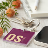 Kool Initialen Monogram Naam Burgundy Meisjesachti Sleutelhanger (Voorkant Rechts)