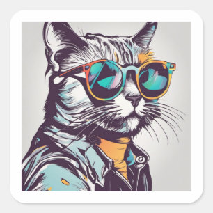 Kool Kat Vierkante Sticker