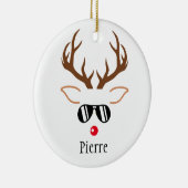 Kool kerstmis Runderrenzale zonnebril rode neus Keramisch Ornament (Rechts)