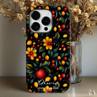 Kool Khokhloma-geïnspireerde bloemrijke moderne el Case-Mate iPhone 14 Pro Hoesje