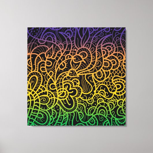 Kool kleurige regenbooghandleiding getekende doodl canvas afdruk (Voorkant)