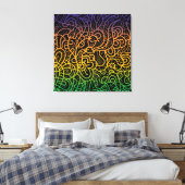 Kool kleurige regenbooghandleiding getekende doodl canvas afdruk (Insitu (Slaapkamer))