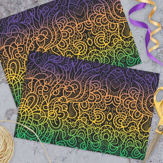 Kool kleurige regenbooghandleiding getekende doodl tissuepapier