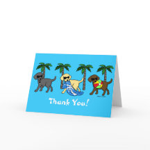 Kool Labradors Beach Party Cartoon Hartelijk dank