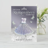 Kool lavender Silver Glitter jurk vlinder Kaart (Staand voorkant)