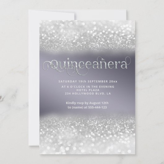 Kool lavender Silver Glitter jurk vlinder Kaart (Achterkant)