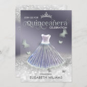 Kool lavender Silver Glitter jurk vlinder Kaart (Voorkant / Achterkant)