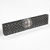 Kool Mannen Monogram SIlver Metallic look Kantoor Naambordje