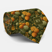 Kool Marigold Herfst Monogram Stropdas (Opgerold)