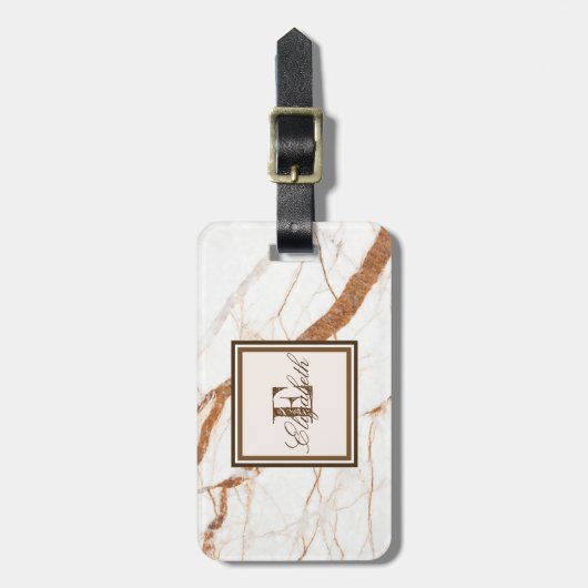 Kool marmer Stone Texture, monogram-gepersonalisee Bagagelabel (Voorkant verticaal)