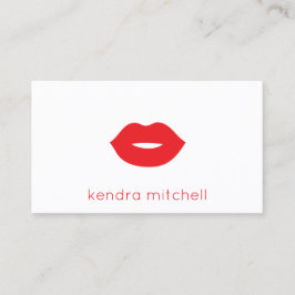 Kool Minimaal Rood Lippen Logo Make-up Artiest Wit Visitekaartje