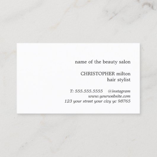 Kool minimalistisch blauw witte schaar haarlijst visitekaartje (Achterkant)