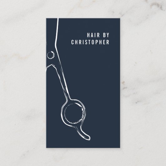 Kool minimalistisch blauw witte schaar haarlijst visitekaartje (Voorkant)