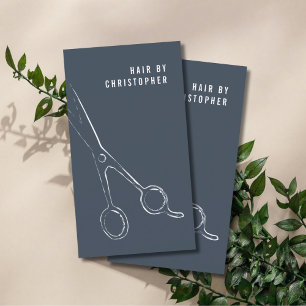 Kool minimalistisch blauw witte schaar haarlijst visitekaartje