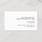 Kool minimalistisch blauw witte schaar haarlijst visitekaartje (Achterkant)