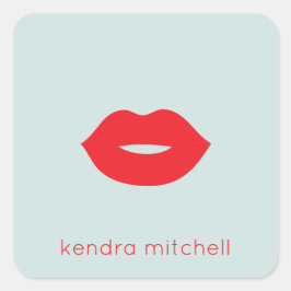 Kool Minimalistisch Rood Lippen Logo Make-up Artie Vierkante Sticker