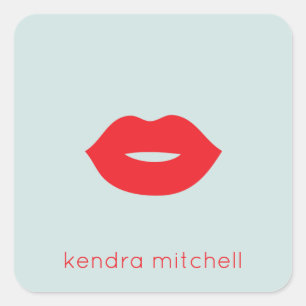 Kool Minimalistisch Rood Lippen Logo Make-up Artie Vierkante Sticker
