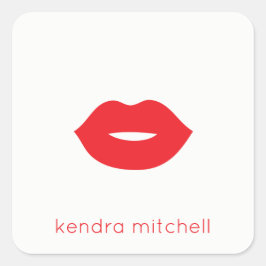 Kool Minimalistisch Rood Lippen Logo Make-up Artie Vierkante Sticker