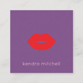 Kool Minimalistisch Rood Lippen Logo Make-up Artie Vierkante Visitekaartje