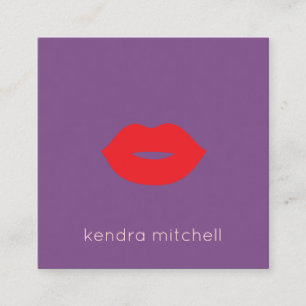 Kool Minimalistisch Rood Lippen Logo Make-up Artie Vierkante Visitekaartje