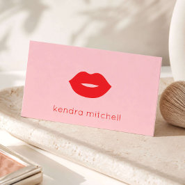 Kool Minimalistisch Rood Lippen Logo Make-up Artie Visitekaartje