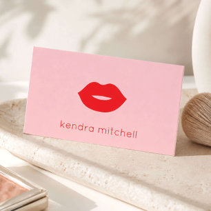 Kool Minimalistisch Rood Lippen Logo Make-up Artie Visitekaartje