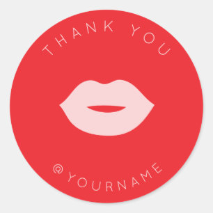 Kool Minimalistisch Roze Lippen Dank Je Poshmark Ronde Sticker