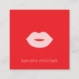 Kool Minimalistisch Roze Lippen Logo Make-up Artie Vierkante Visitekaartje