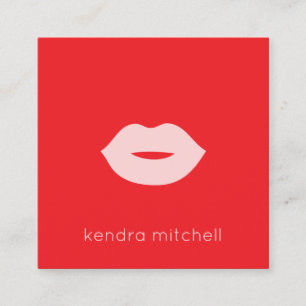 Kool Minimalistisch Roze Lippen Logo Make-up Artie Vierkante Visitekaartje