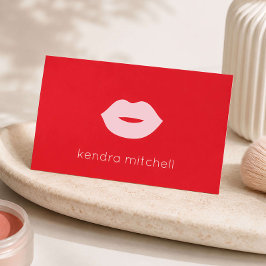 Kool Minimalistisch Roze Lippen Logo Make-up Artie Visitekaartje