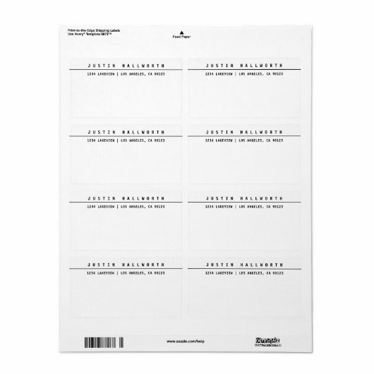 Kool minimalistisch zwart-wit etiket (Full Sheet)