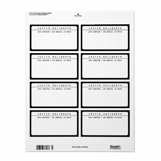 Kool minimalistisch zwart-wit etiket (Full Sheet)