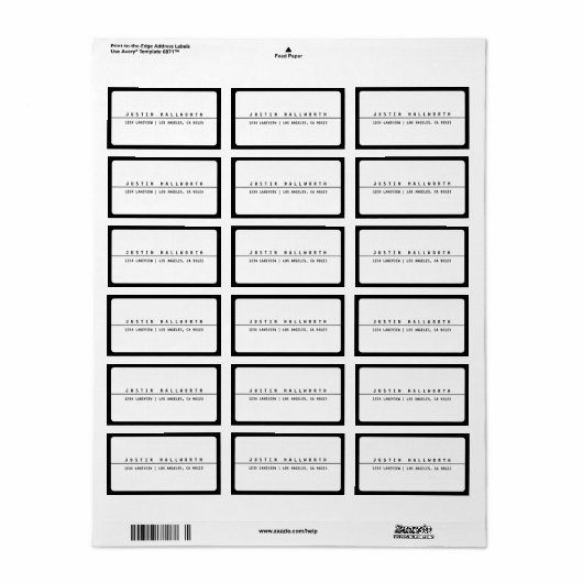 Kool minimalistisch zwart-wit etiket (Full Sheet)