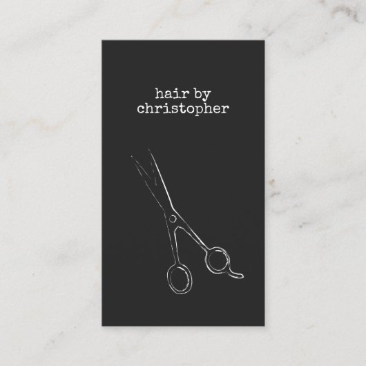 Kool minimalistisch zwart-witschaarste haarlijst visitekaartje (Voorkant)