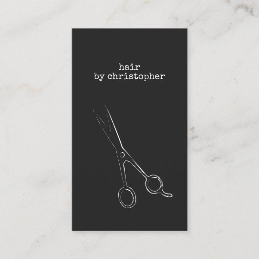 Kool minimalistisch zwart-witschaarste haarlijst visitekaartje (Voorkant)