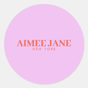 Kool Minimalistische Luxe Boutique Roze/Oranje Ronde Sticker