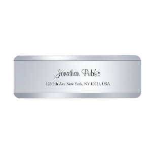 Kool Modern Script Silver Sjabloon Return Address Etiket