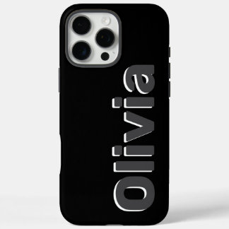 Kool Moderne Eenvoudige Zwarte & Grijze Naam iPhone 16 Pro Max Hoesje