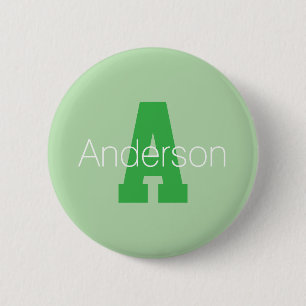 Kool Moderne Monogram Licht en Kelly Groen Ronde Button 5,7 Cm