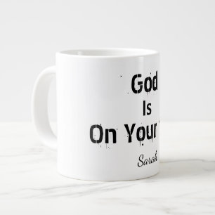 Kool Moderne Witte Naam Geloof God Is Aan Uw Zijde Grote Koffiekop