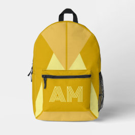 Kool Mosterd en Houtskool Geometrisch Monogram Bedrukte Rugzak
