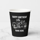 Kool Motorcycle 60th Birthday Name Mannen Papieren Bekers (Voorkant)
