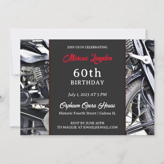 Kool Motorcycle Birthday Invitation Kaart (Achterkant)