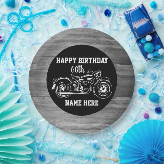 Kool Motorcycle Birthday Name Age Mannen Papieren Bordje (Feest)