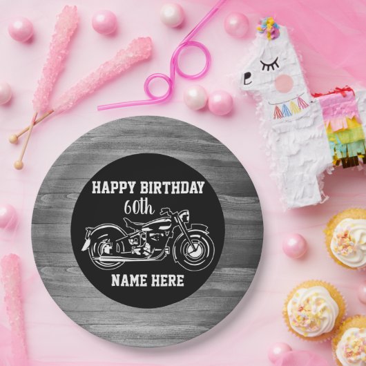 Kool Motorcycle Birthday Name Age Mannen Papieren Bordje (Feest)