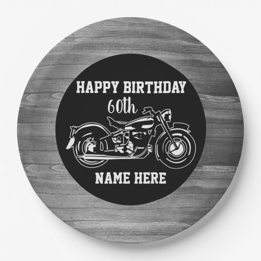Kool Motorcycle Birthday Name Age Mannen Papieren Bordje (Voorkant)