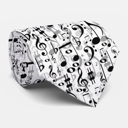 Kool Musical Notes and Symbols Random Pattern Stropdas (Opgerold)